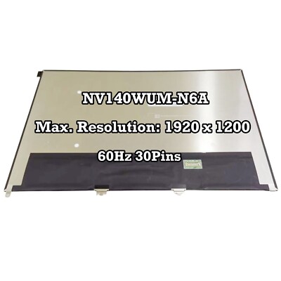 NV140WUM-N6A 14.0'' IPS 1920×1200 EDP Laptop LCD Screen New Matrix 60Hz 30Pins