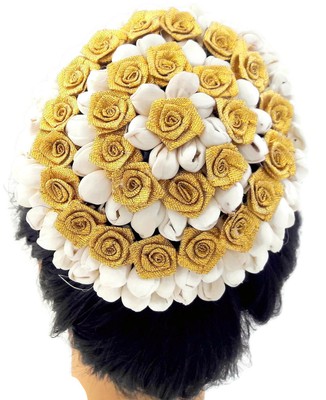 Golden Rose Jasmine Artificial Jura Bun Wedding Indian Bridal Hair