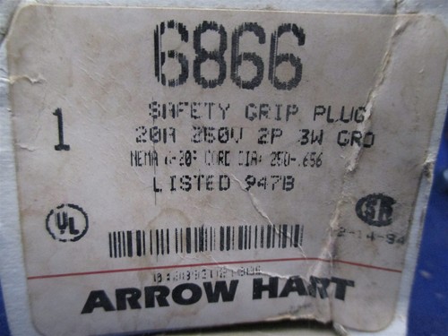 Enchufe de agarre de seguridad Arrow Hart 6866 nuevo - Imagen 2 de 4