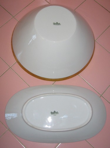 1956 Rosenthal Classic Modern Serving Bowl Celery Sugar Creamer Gold Greek Key - Picture 3 of 7