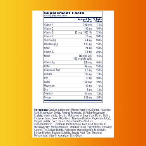 ONE A DAY Womens Complete Daily Multivitamin with Vitamin A B C D and E Calcium - Picture 3 of 8