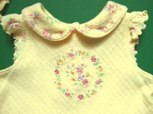 Niñas Primeros Momentos Vestido Amarillo Conjunto 3 6 Mos Sombrero Flores Foto 2 de 3