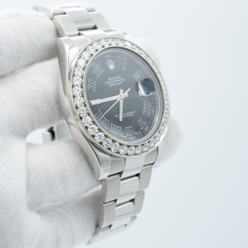 Rolex Datejust 116300 41mm Black Index Dial Custom Diamond Bezel - 第 2/7 張圖片