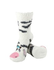 Women's Warm Fuzzy Cozy Cream Cow Animal Cabin Winter Crew Socks, 3 Pairs
