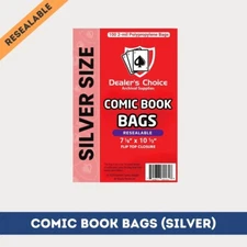 100 RESEALABLE COMIC BOOK BAGS (Silver Size) - 2-mil Polypropylene