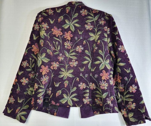 Jessica Howard lila Pflaume Blumen Blazer vorne offen Größe 12 Karriere Jacke Oma - Bild 4 von 7
