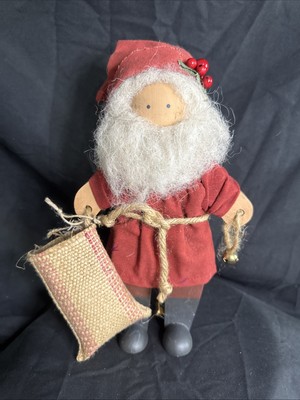 Lizzie High Santa Benjamin Bowman Vintage Handcrafted Wooden Signed w/Tag 11''H