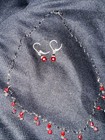 Vintage Sterling Silver Oval Red Stone Pendant & Leverback Earrings Set 925 #07 — photo 1