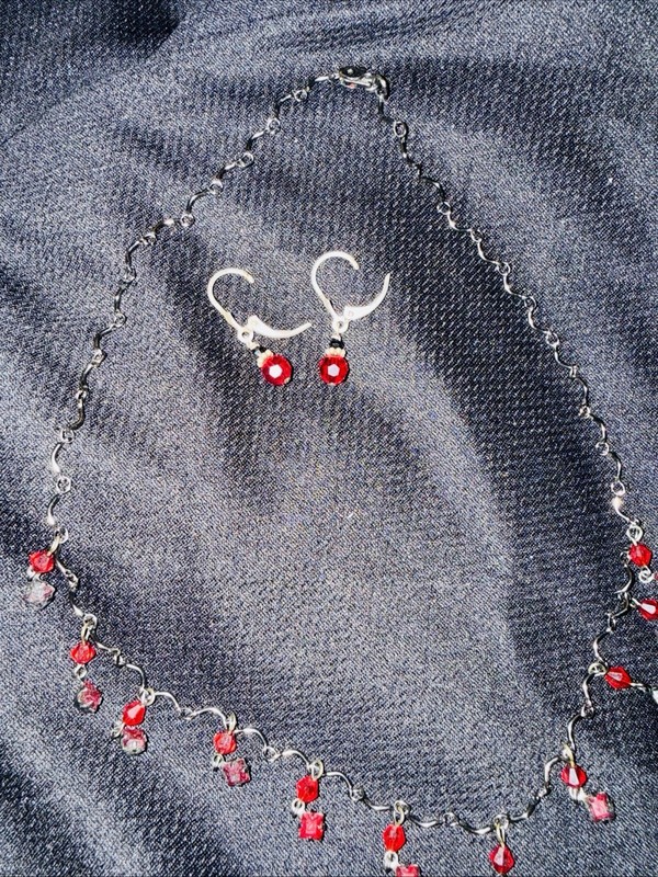 Vintage Sterling Silver Oval Red Stone Pendant & Leverback Earrings Set 925 #07