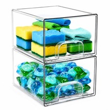 2 Pack Laundry Pods Container, Stackable Laundry Room Organization Storage Dr...