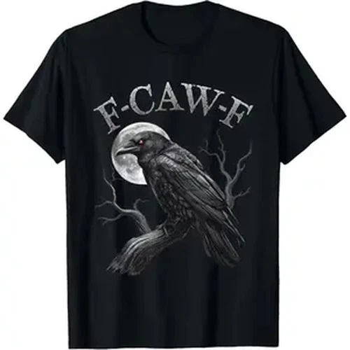 F-Caw-F Funny Black Crow Moon Gothic Bird Humor Graphic T-Shirt - product listing photo