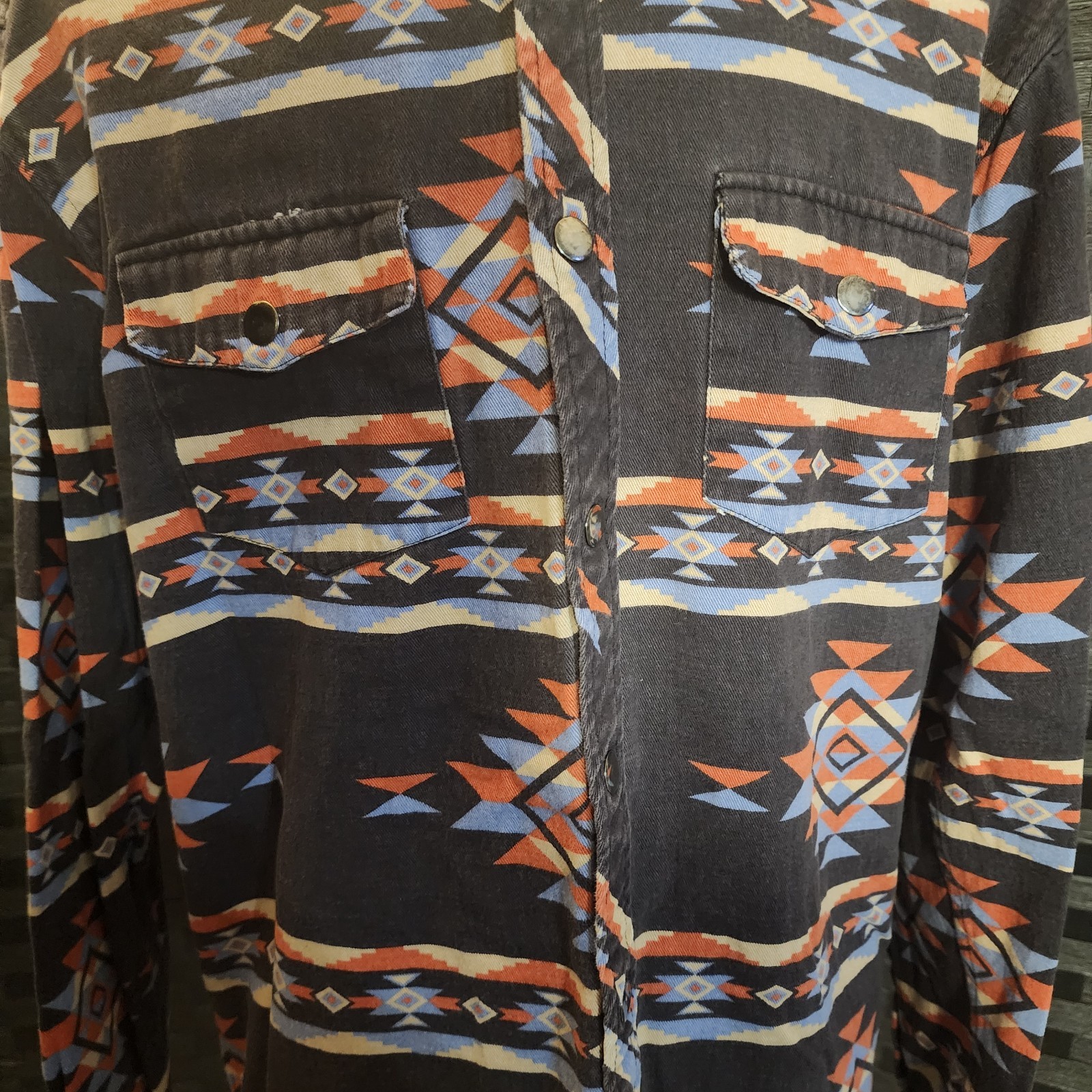 RSQ Native American Aztec Pattern Snap button Lon… - image 2