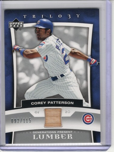 2005 UPPER DECK TRILOGY COREY PATTERSON GAME-USED BAT RELIC #92/115