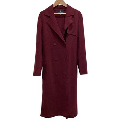 LANVIN Collection Belted Double-Breasted Long Coat, Size 38 Bordeaux Women USED