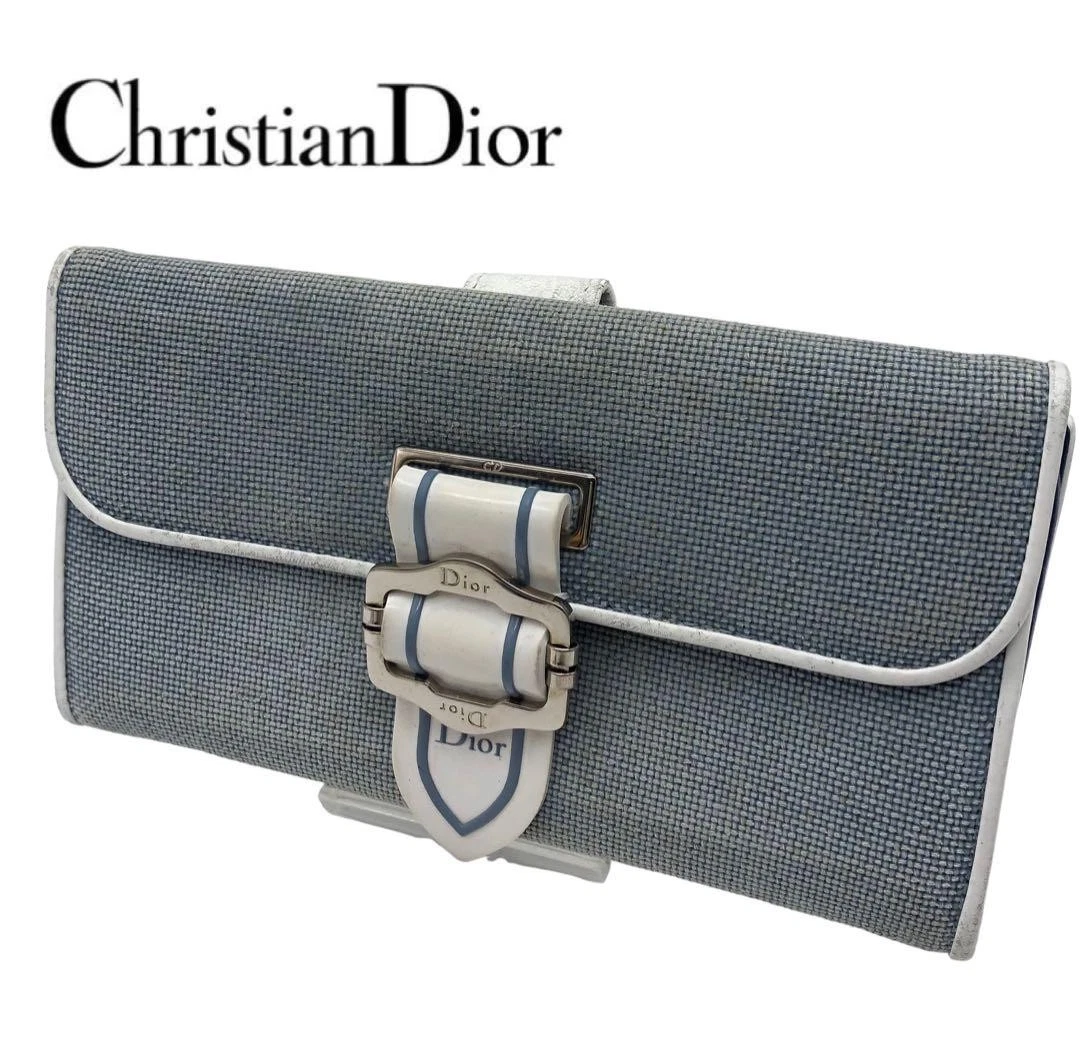 Portefeuille long gris Christian Dior avec logo marque authentique