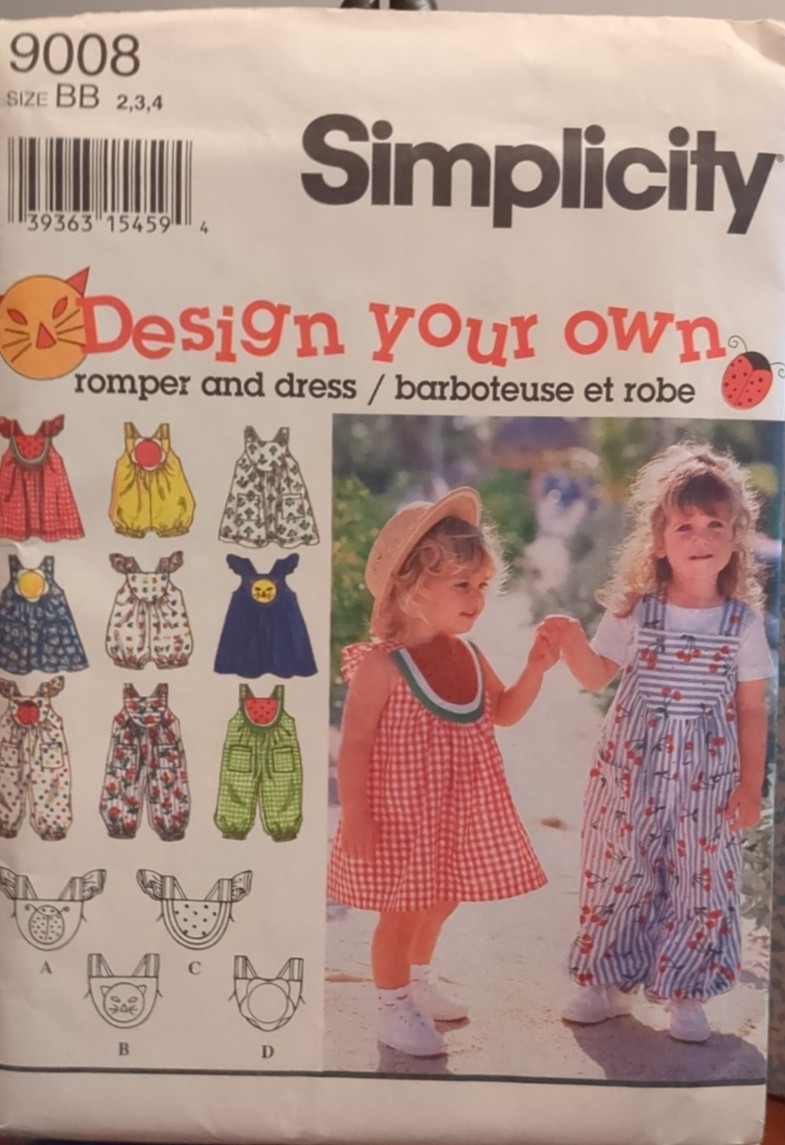 Romper Jumper Dress Bibs Girls 2 3 4 Simplicity 9008 Sewing Pattern Summer-image