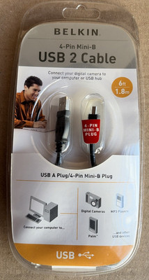 Belkin 4-pin Mini-B USB 2 Cable  6 Ft  New