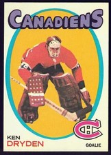 1971-72 TOPPS MONTREAL CANADIENS KEN DRYDEN ROOKIE CARD #45 NR-MINT/MINT. rookie card picture
