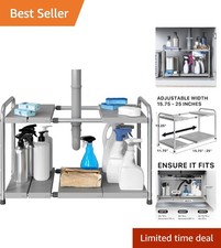 2-Tier Expandable Under Sink Organizer, Silver - Perfect for Essential Storage