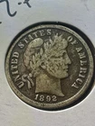 1892 Barber Dime – Good Condition – Classic U.S. Silver Coin