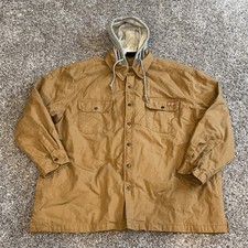 Genuine Dickies Canvas Jacket Mens 2XL Work Coat Hooded Quilted Duck Brown