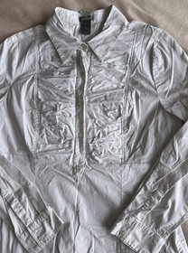 Vintage Ann Taylor Size 14 Large Cotton White Ruffle 90s Corset Y2K Academia