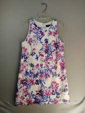 Tahari Floral Print Chunky Lace Sleeveless Womens Dress 8 Multicolor Back Zip