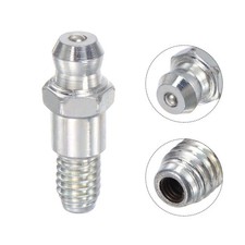 M6 x 1mm Thread Silver Hydraulic Grease Fitting Steel Straight 5Pcs
