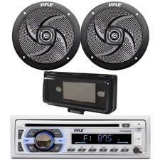 Pyle PLCD43MRB Marine Bluetooth CD Radio, 2x 4" 100W Speaker, Cover Black 