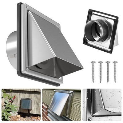 4'' Stainless Steel Exhaust Air Dryer Vent Cover with 4 Screws for Kitchen Home