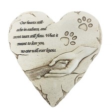 Heart Shaped Pet Memorial Stone Grave Marker for Dog or Cat, Pet Dog Garden Ston
