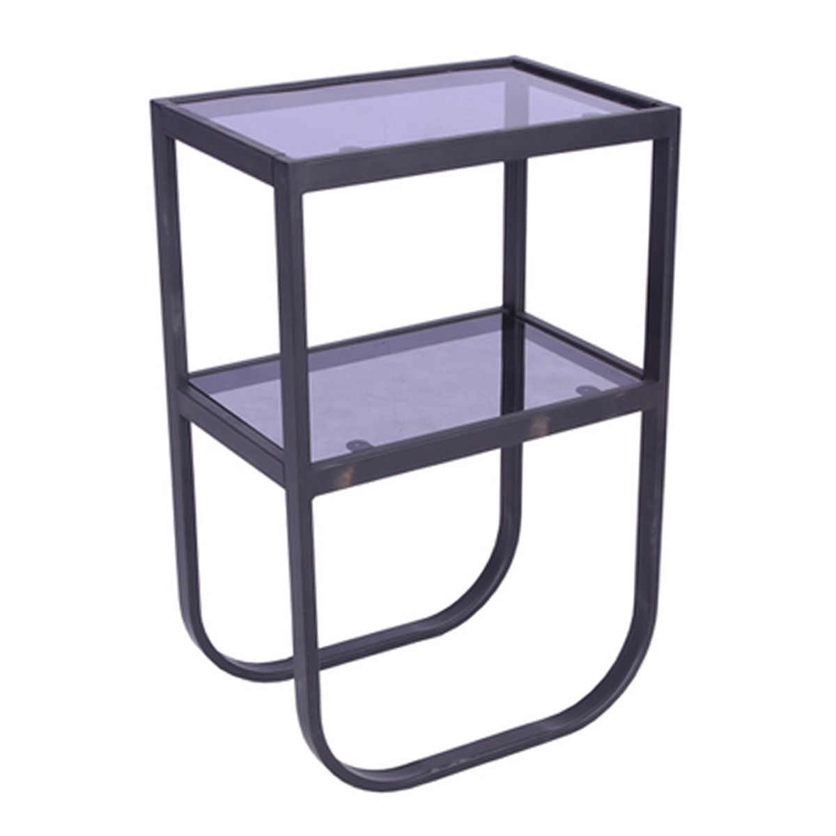 Table de Chevet en Verre Rocker 70cm Noir avec Plateau Résistant