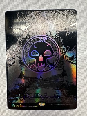 Swamp Phyrexian Full Art Oil Slick Raised Foil MTG Phyrexia All Will Be One
