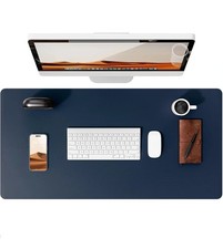 Large Dark Blue Mouse Pad Office Desk Mat Non-Slip PU Leather Desk Pad Protector