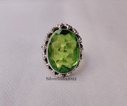 Peridot Solid 925 Sterling Silver Band& Statement Ring Handmade Ring All Size