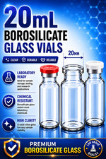 20mL Clear Glass Serum Vials 800 Ct USP Type I Borosilicate 20mm Crimp Top