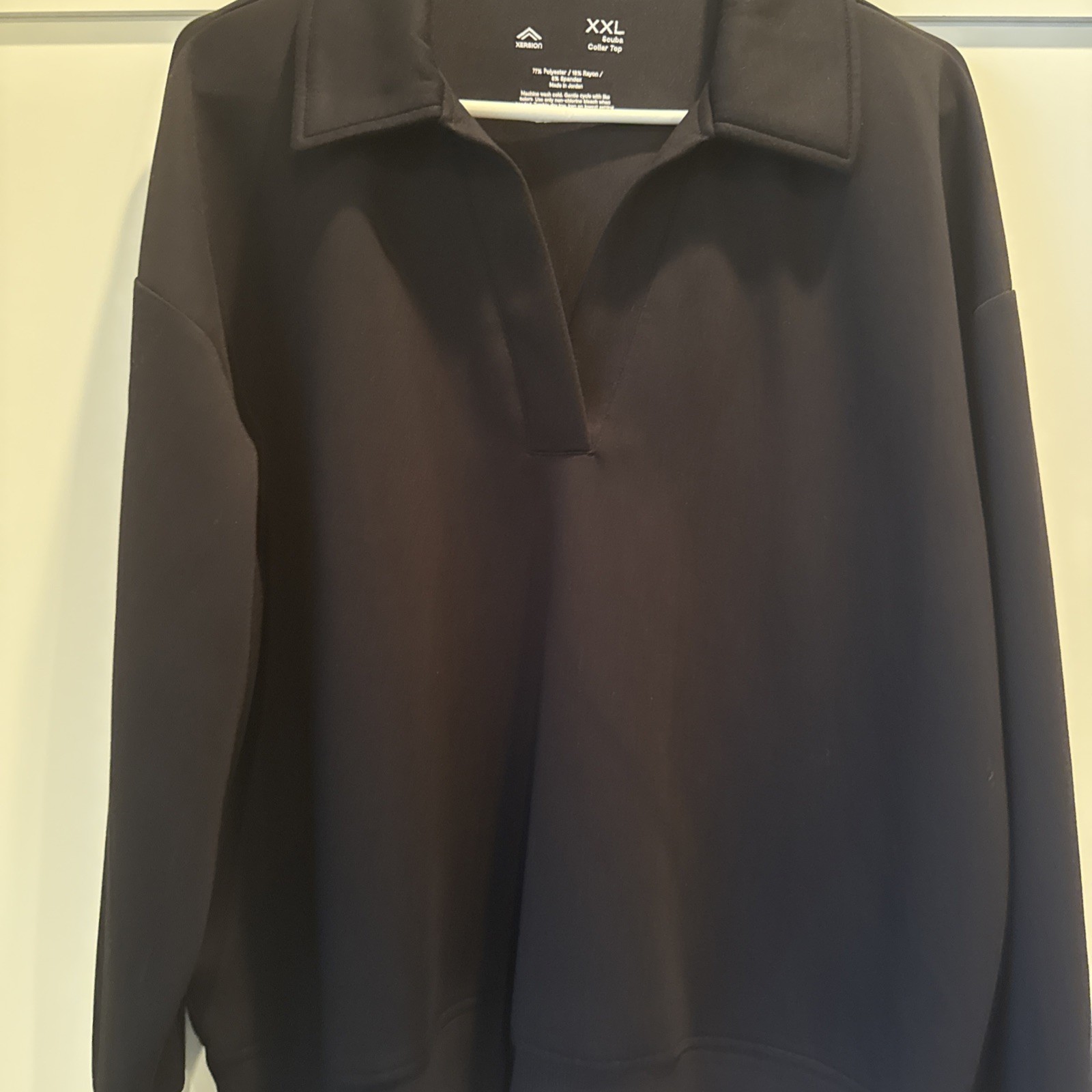 Xersion - Long Sleeve Sweatshirt - XXL - Scuba - Black - Super Soft - V-Neck