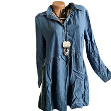 Vero Moda Kleid Jeanskleid Tunikakleid blau Ton Langarm (502) NEU