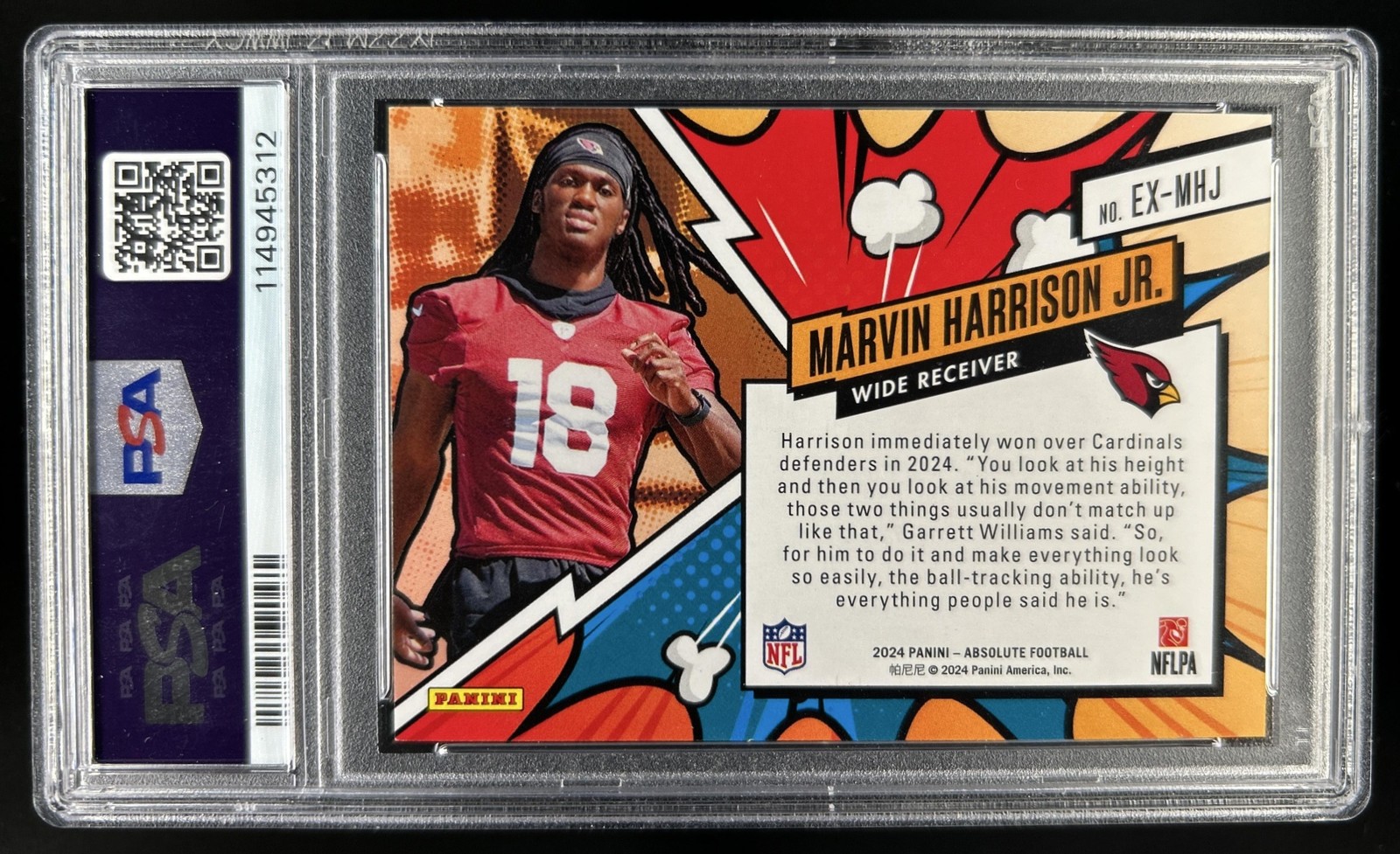 2024 Panini Absolute Marvin Harrison Jr. Explosive SP RC #EX-MHJ Cardinals PSA 9 view 2