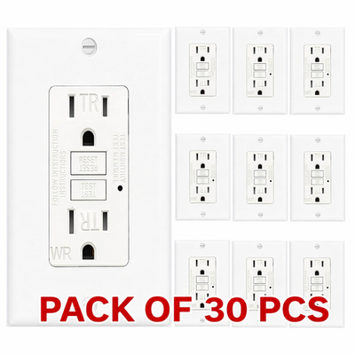 #ad 30PK GFCI 15AMPGFI Safety Outlet Receptacle w Wall Plate LED Indicator TR WR $204.99