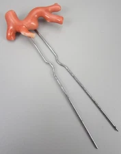 BEAUTIFUL JAPANESE SALMON BRANCH CORAL SILVERTONE HAIR STICK PIN ORNAMENT