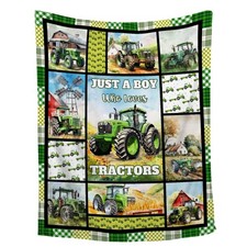 Tractor Blanket Farm Harvester Blankets,Just A Boy Who Loves Tractors Flannel...