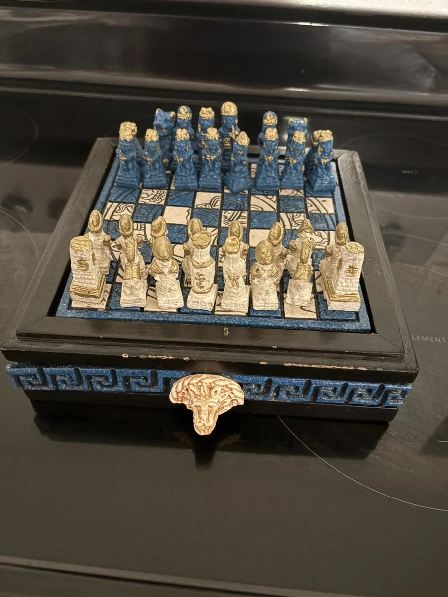 A chess set from Mexico! Had trouble fitting this in a large suitcase! It's Mexican marble, supposedly hand made
