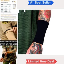 Tattoo Cover Up Sleeve Forearm 6 Inch Black UV Protection Nylon Spandex No Slip