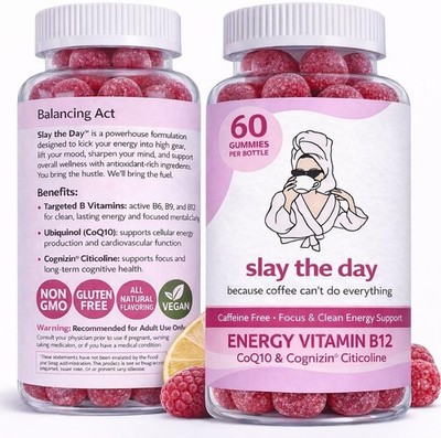 Balancing Act Slay The Day Energy Vitamin B12 Gummies CoQ10 Cognizin Citicoline