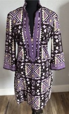 Tory Burch Dress Ikat Print Split Neck Tunic Size 4 Boho Chic