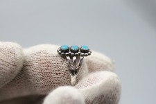 Native American Sterling Silver Turquoise Gemstone Ring Size 4