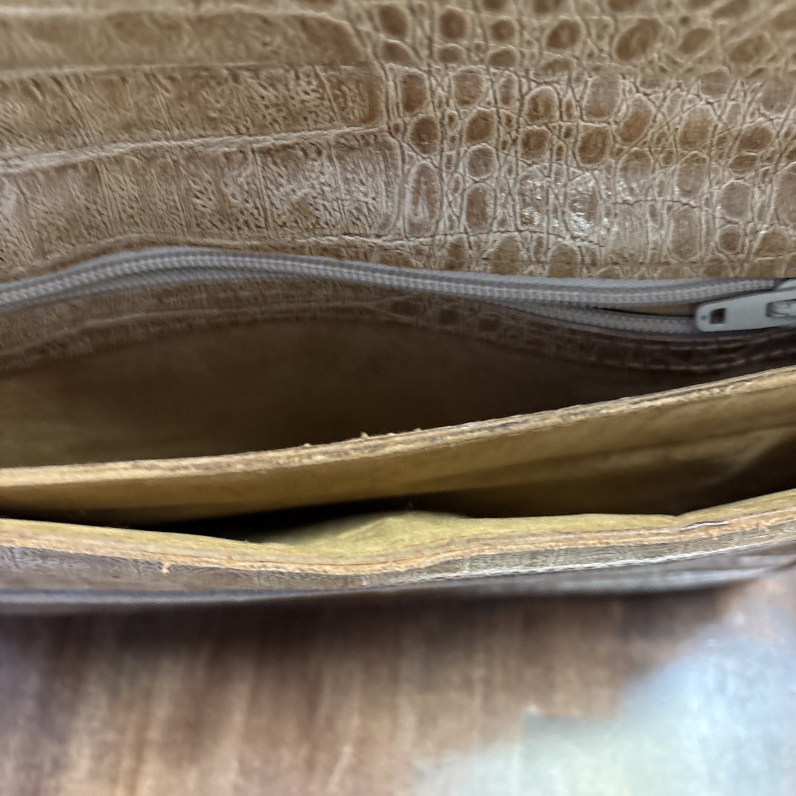 Vtg Satchel w Key Brown Patchwork Document Portfo… - image 8