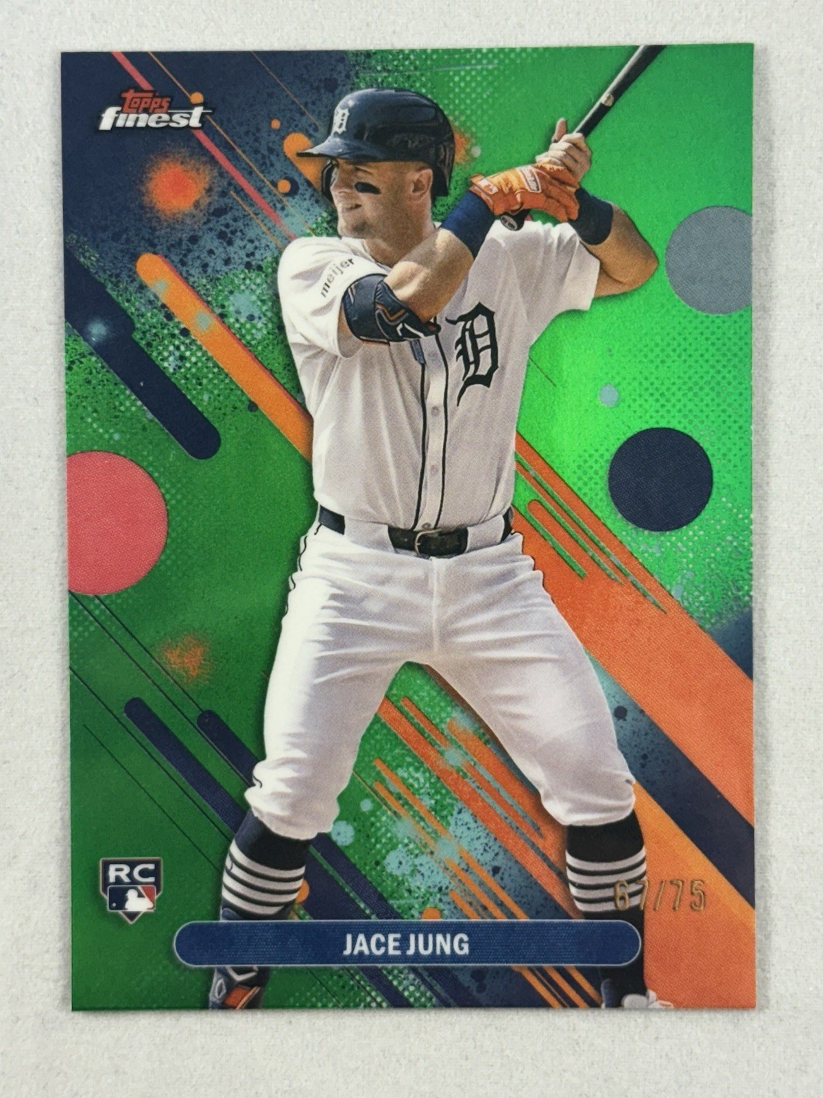 2025 Topps Finest Jace Jung RC Green Refractor 67/75 Common #29🔥