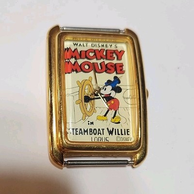Lorus Disney Mickey Mouse Steamboat Willie Watch Gold Tone Japan V515-6A70